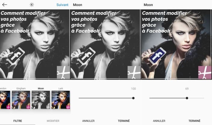 2ème étape,choisir l'intensité du filtre sur Instagram, LSCoiffure blog